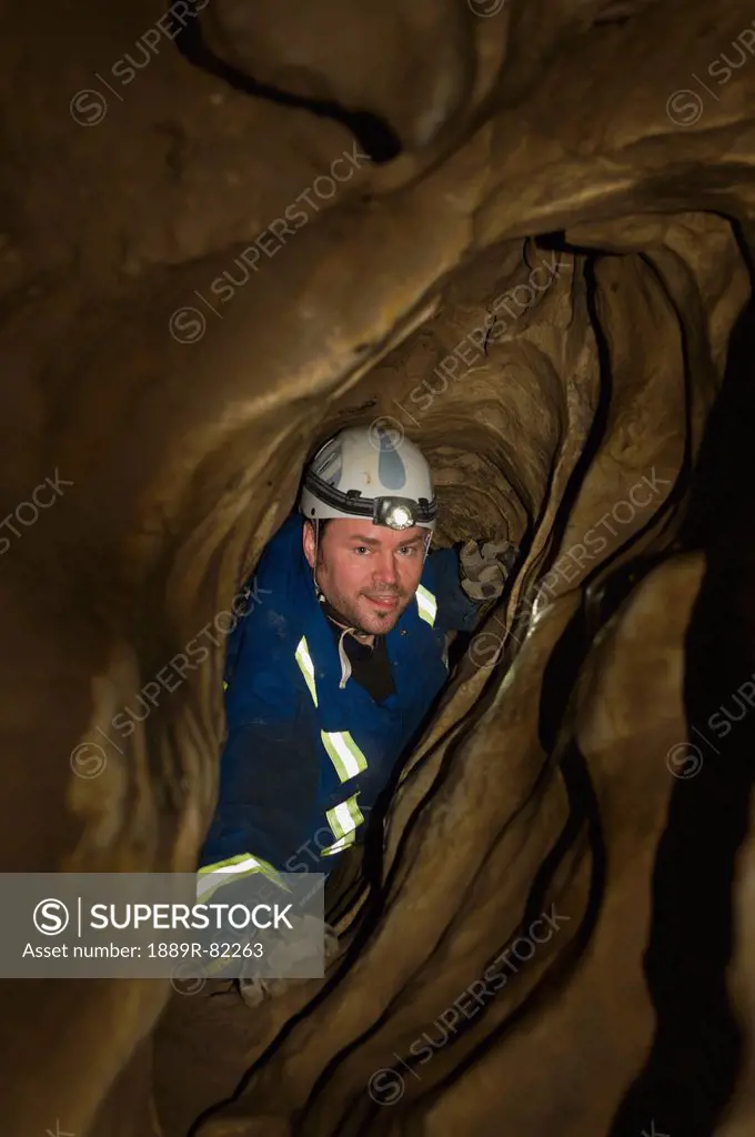 Caving in the rocky mountains, canmore, alberta, canada