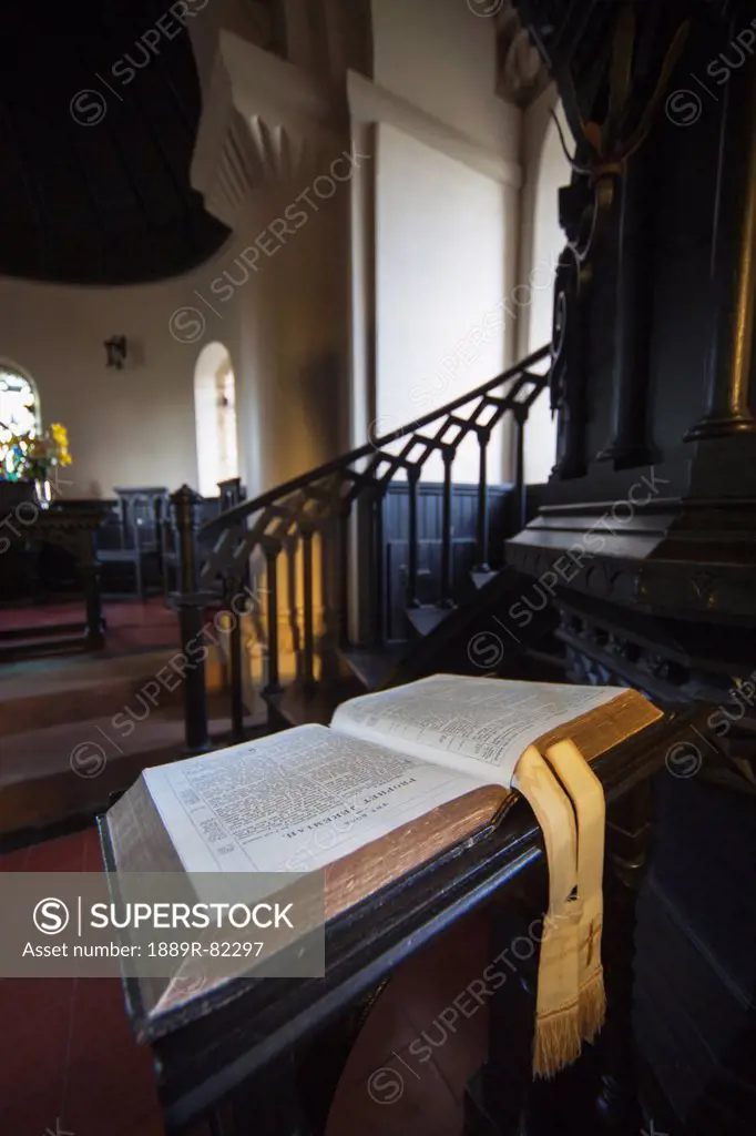 An open bible in a church, northumberland, england