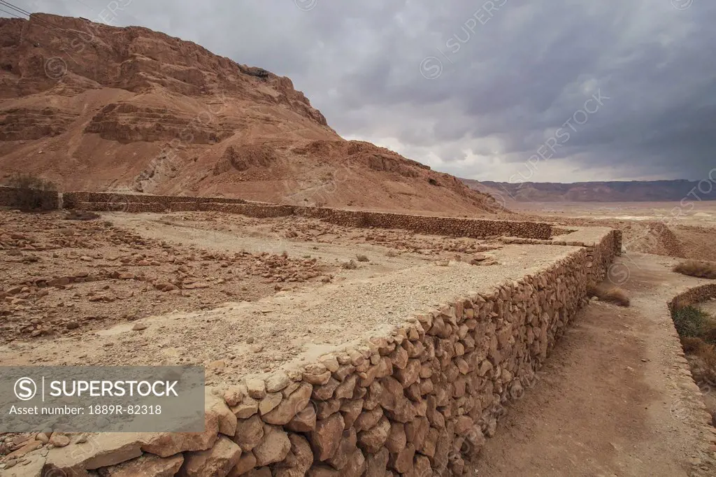 A stone wall in a roman camp, masada southern district israel