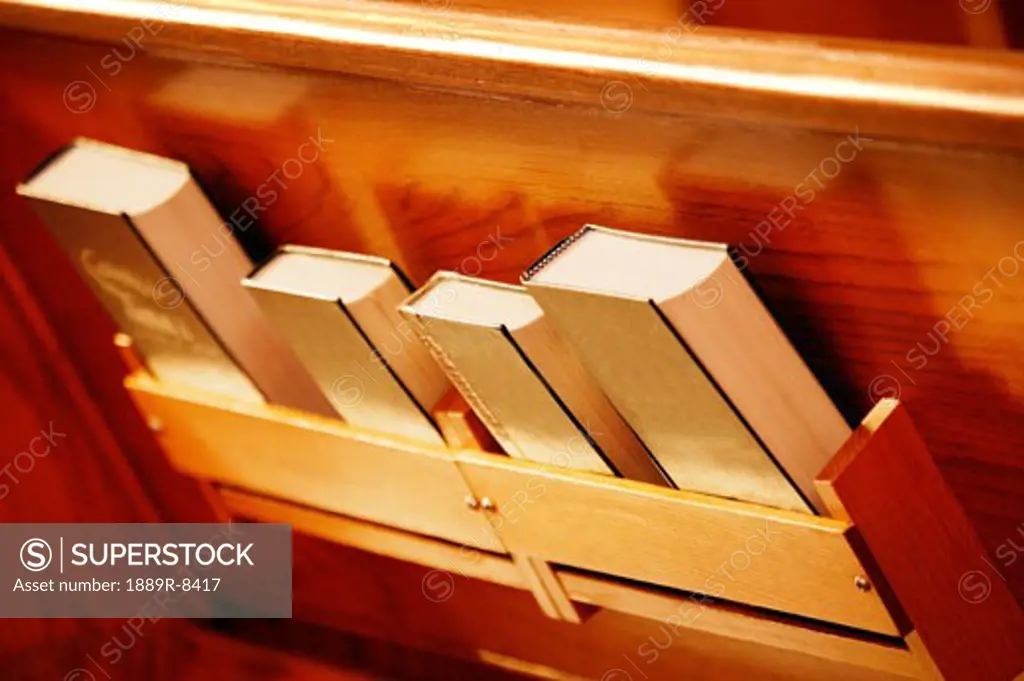 Closeup of hymn books