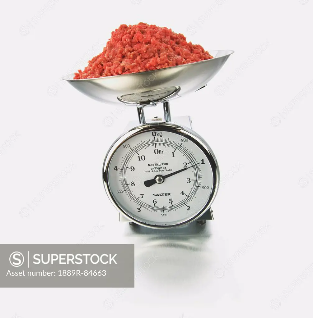 Ground beef on a scale