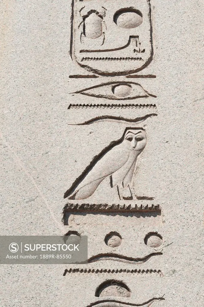Hieroglyph Carvings In The Surface Of The Ancient Egyptian Obelisk Of Theodosius, Istanbul Turkey