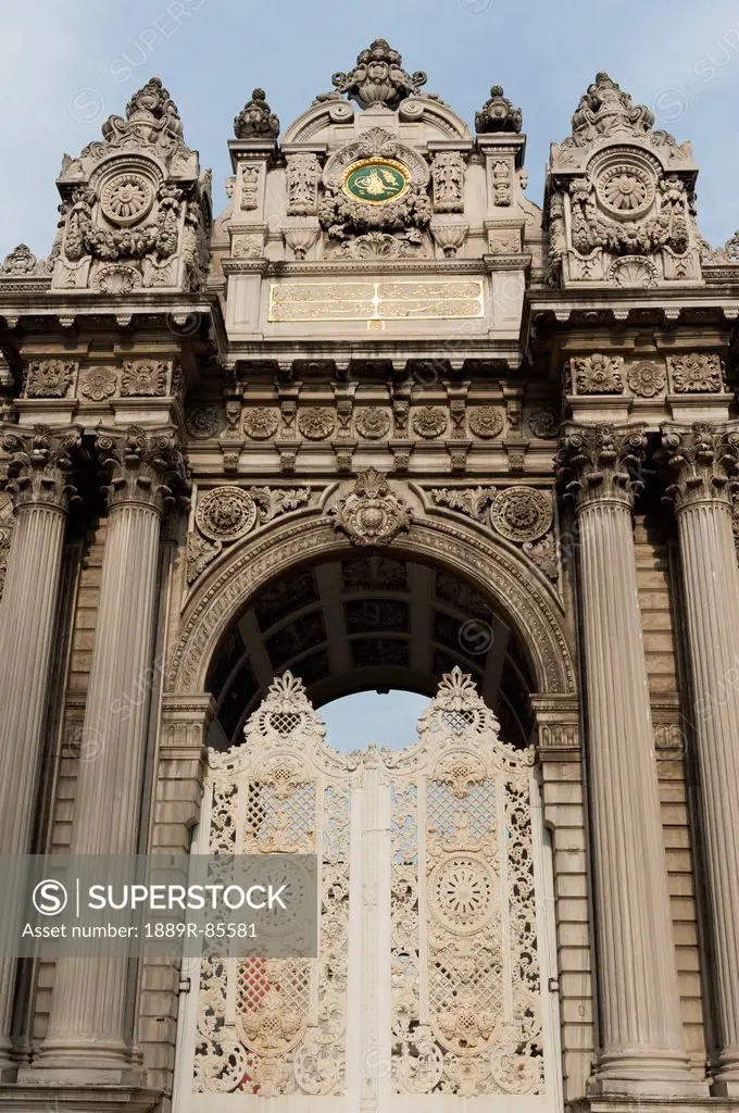 Ornate Facade Of The Dolmabahce Palace, Istanbul Turkey