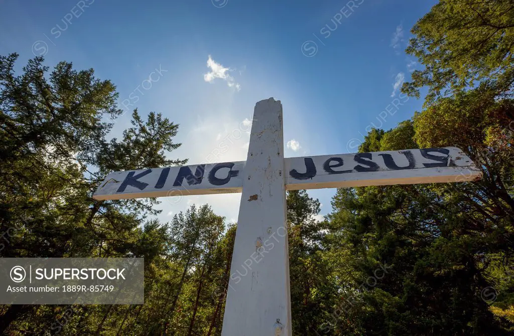 A Rugged Wooden Cross On The Top Of Maple Mountain, Vancouver Island British Columbia Canada