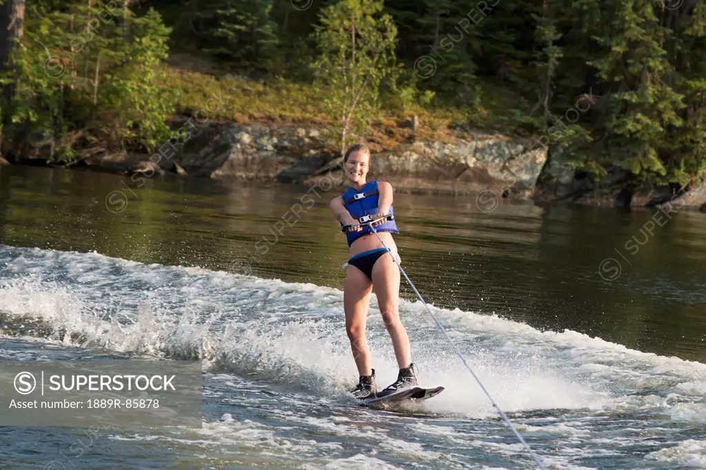 A Girl Wakeboarding, Keewatin Ontario Canada