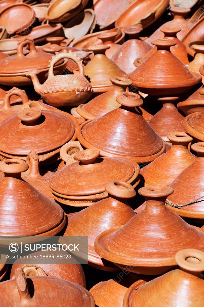 Earthenware Tajine Plates And Conical Covers, Chefchaouen Morocco