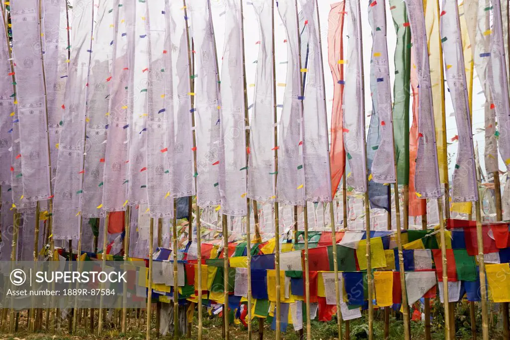Buddhist Prayer Flags At Tashiding Monastery;West Sikkim India