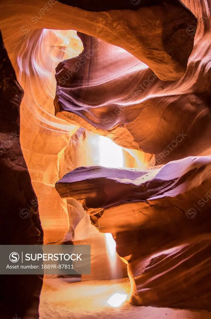 A Scene In Antelope Canyon A Narrow Canyon Carved Out Of The Sandstone Found On The Navajo Nation Reservation;Page Arizona United States Of America