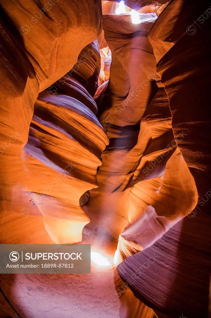 A Scene In Antelope Canyon A Narrow Canyon Carved Out Of The Sandstone Found On The Navajo Nation Reservation;Page Arizona United States Of America