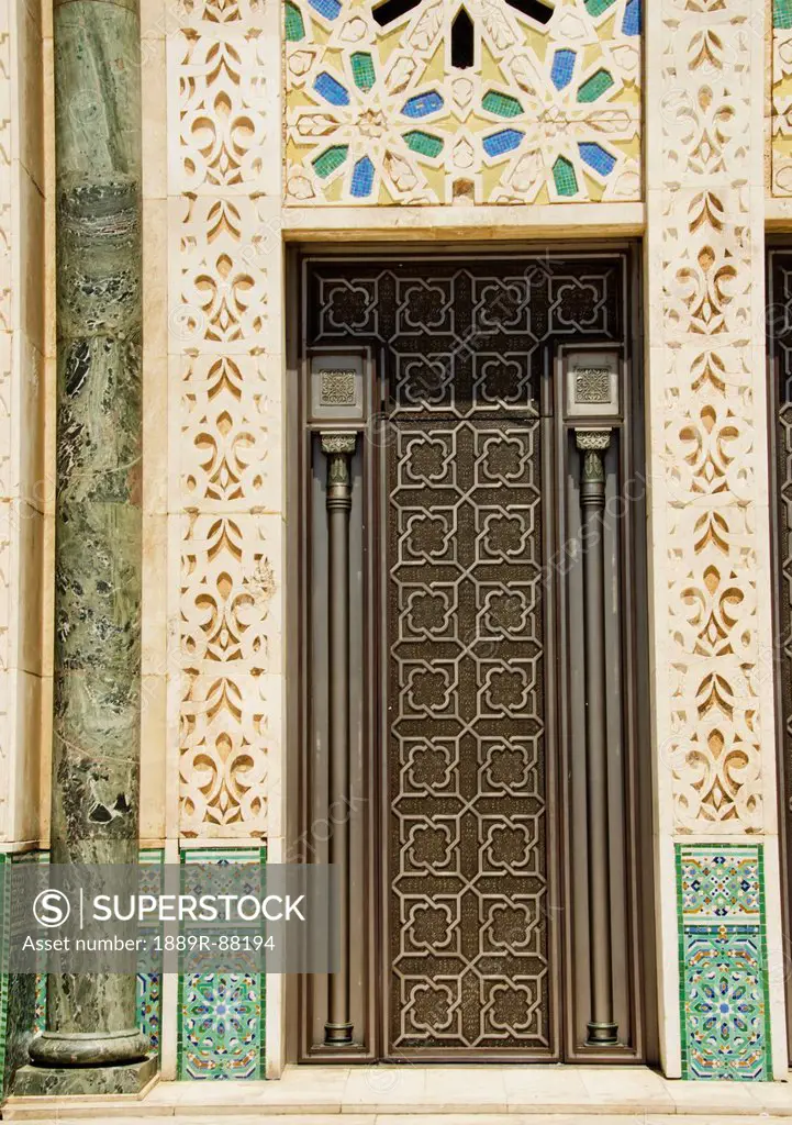 Ornate Detail On The Wall And Door At The Hassan Ii Mosque;Casablanca Morocco