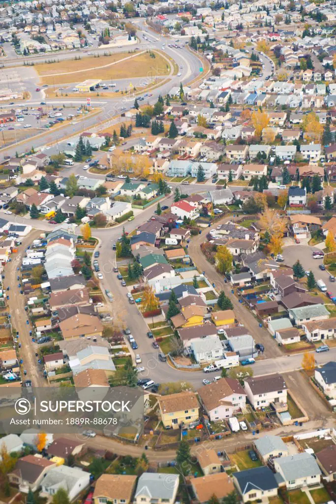 Aerial view of a residential area;Edmonton alberta canada