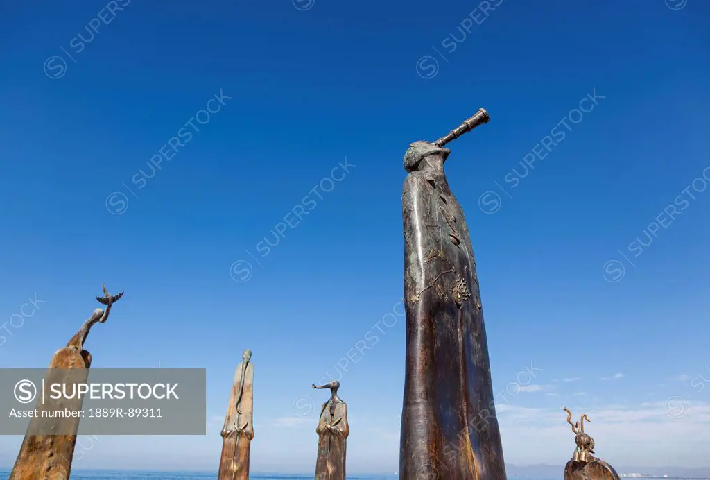 The rotunda of the sea is one of the popular sculptures on the malecon;Puerto vallarta mexico