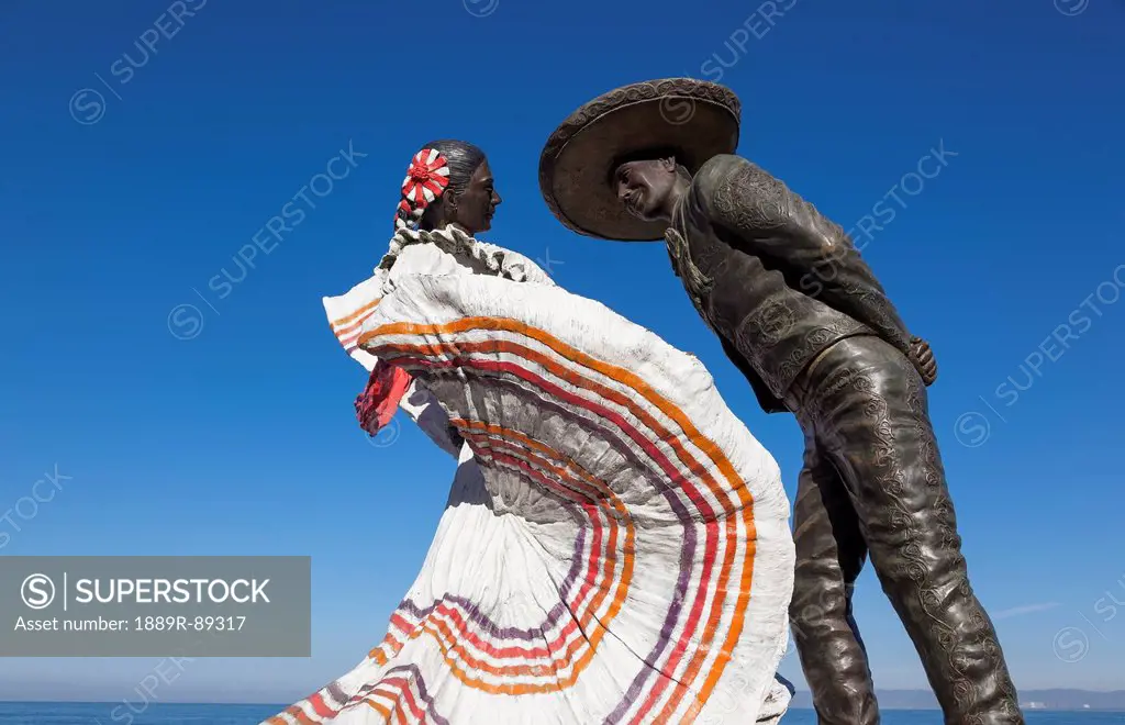 Xiutla folkloric ballet sculpture on the malecon;Puerto vallarta mexico