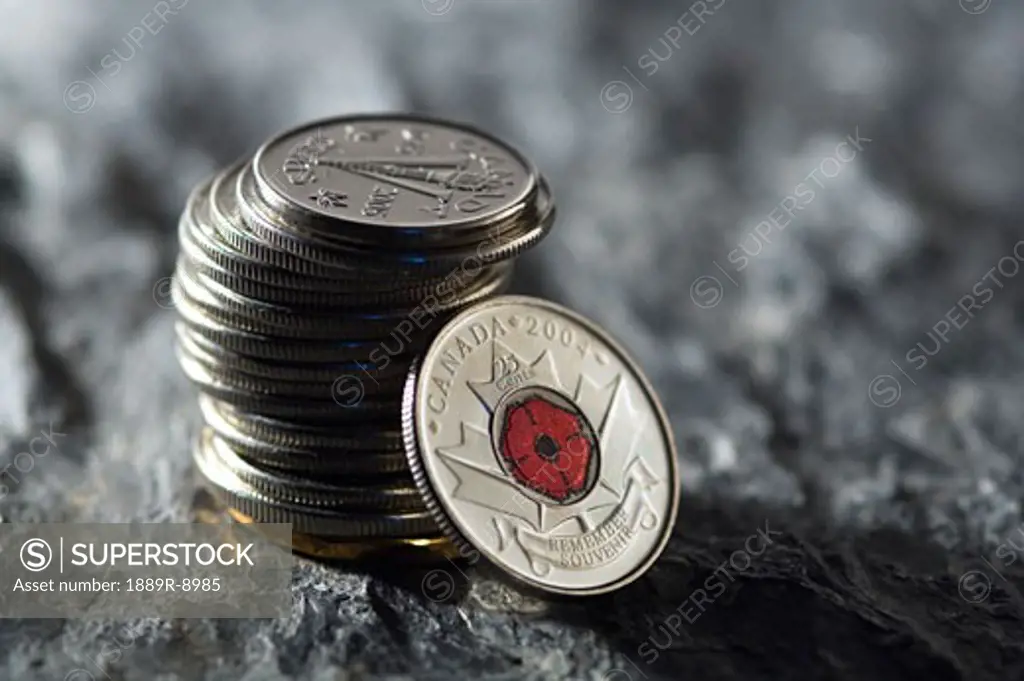 Stack of Canadian coins