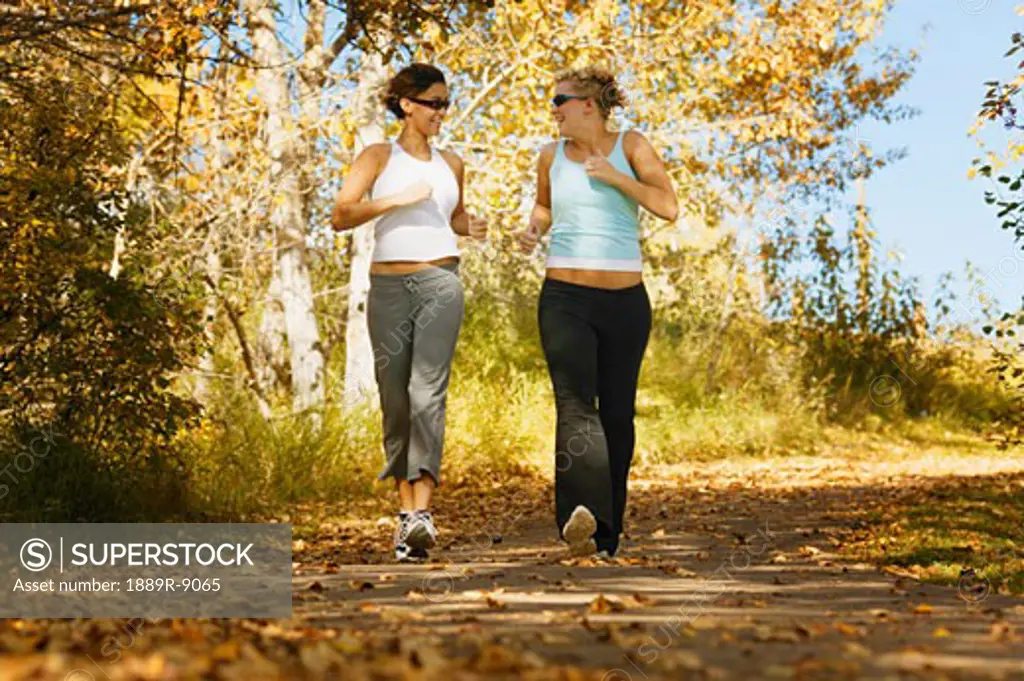Two women  jogging
