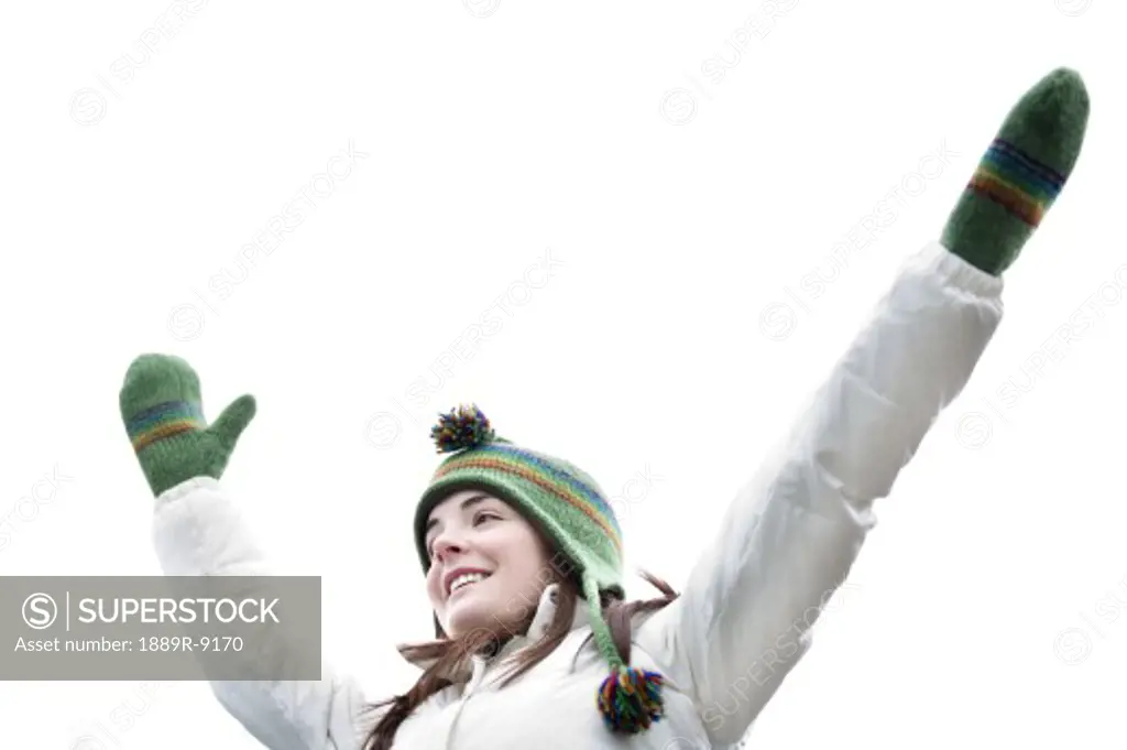 Woman raising her hands