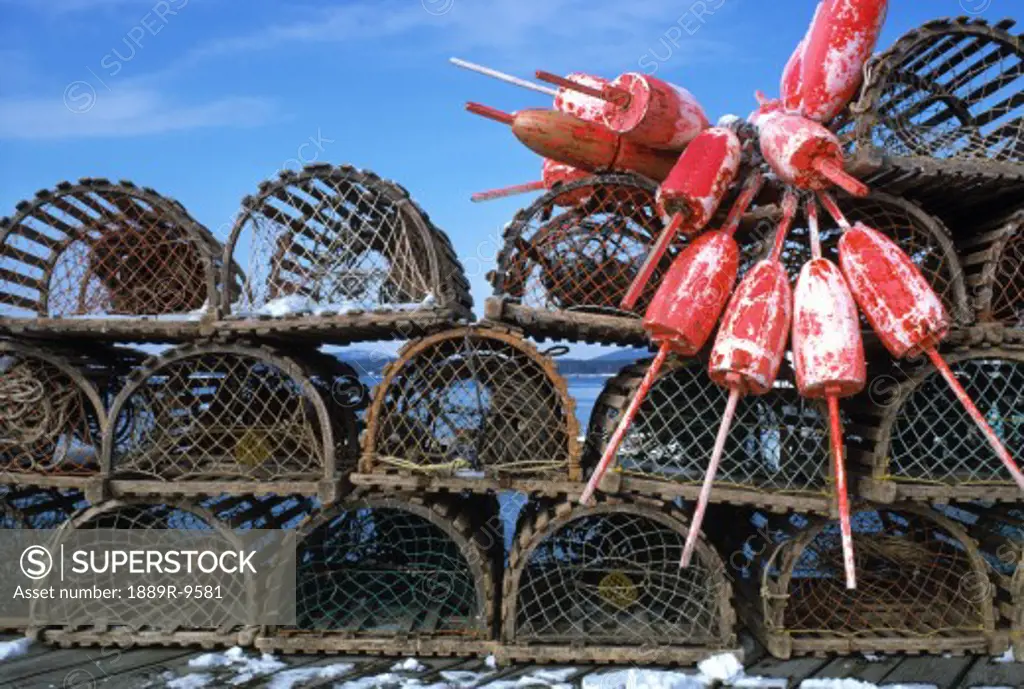 Lobster traps and buoys at Cranberry Island