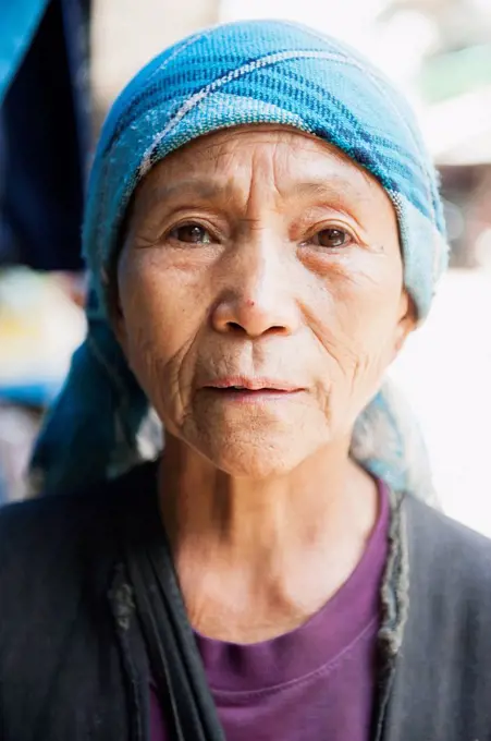 Burma, Shan State, Portrait Of A Senior Woman; Lashio