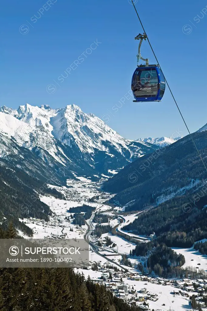 View over St. Jakob from the slopes of the ski resort of St. Anton, St. Anton am Arlberg, Tirol, Austria, Europe