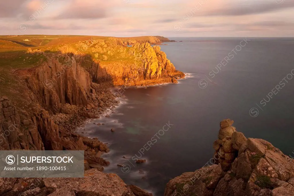 Towering cliffs of Lands End, Cornwall, England, United Kingdom, Europe