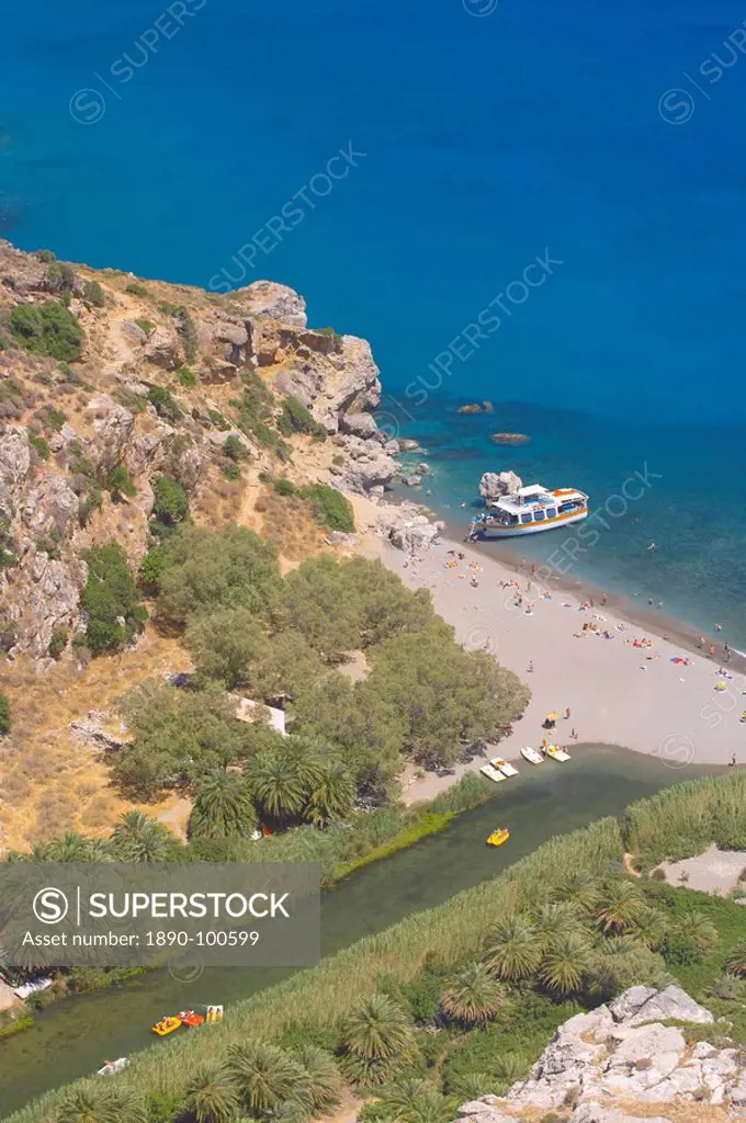 Beach, Preveli, Rethymno, Crete, Greek Islands, Greece, Europe