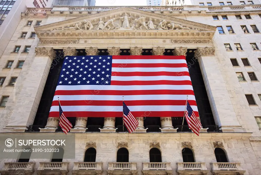 The New York Stock Exchange, Broad Street, Wall Street, Manhattan, New York City, New York, United States of America, North America