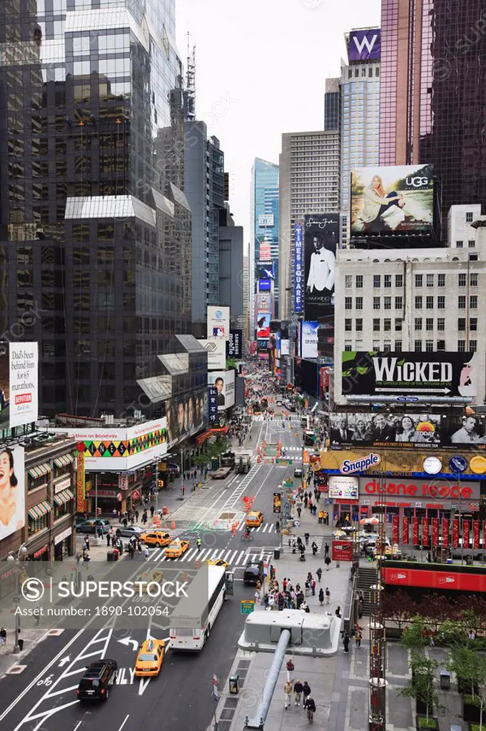 Looking down Broadway towards Times Square, Manhattan, New York City, New York, United States of America, North America