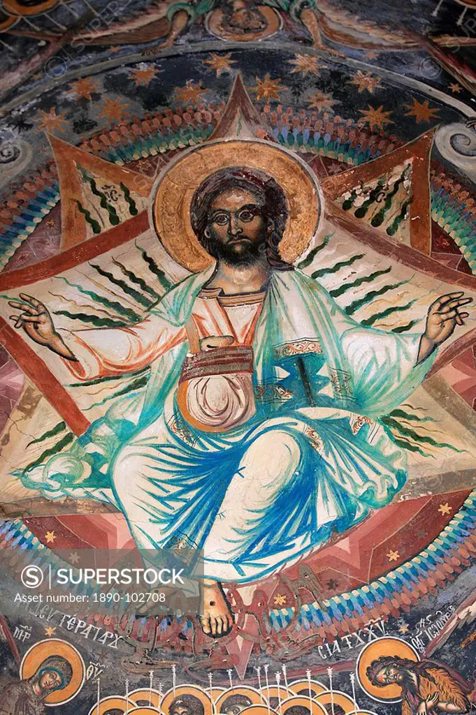 Fresco in Koutloumoussiou Monastery on Mount Athos, UNESCO World Heritage Site, Greece, Europe