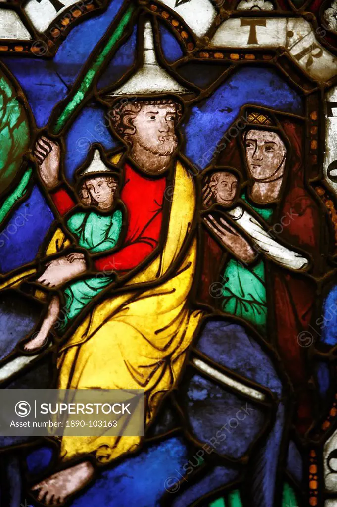 Stained glass of Moses and the Exodus, Klosterneuburg, Austria, Europe