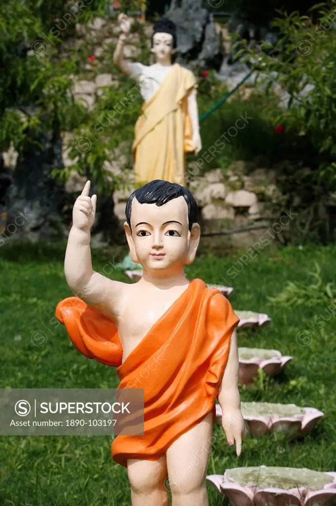 Statue of Prince Siddhartha, Buddha as a child, Sainte_Foy_Les_Lyon, Rhone, France, Europe