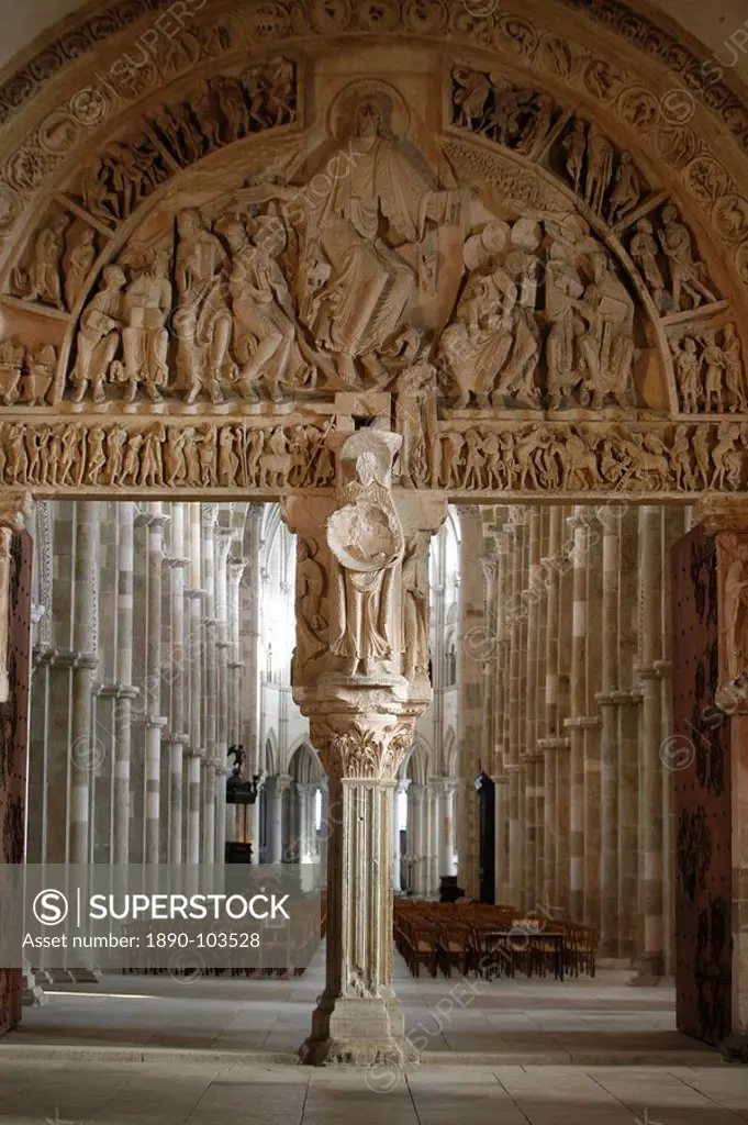 Narthex entrance, Vezelay Basilica, UNESCO World Heritage Site,Vezelay, Yonne, Burgundy, France, Europe
