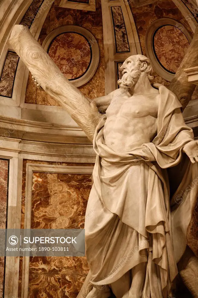 Statue of St. Andrew in St. Peter´s Basilica, Vatican, Rome, Lazio, Italy, Europe
