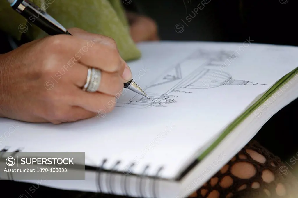 Woman drawing St. Peter´s Basilica, Rome, Lazio, Italy, Europe