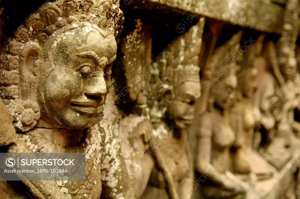 Demon statues in Angkor, Siem Reap, Cambodia, Indochina, Southeast Asia, Asia