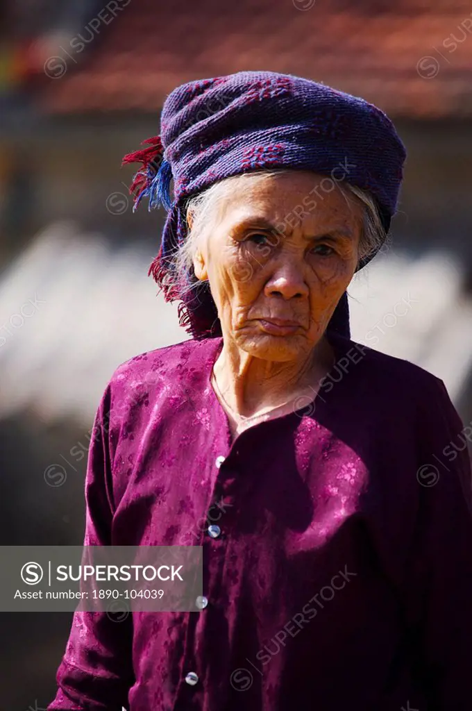Portrait of an old woman Bridge keeper, Vietnam, Indochina, Southeast Asia, Asia