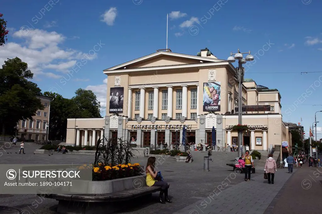Neo_Classical Tampere Theatre, Central Square, Tampere City, Parkanmaa, Finland, Scandinavia, Europe