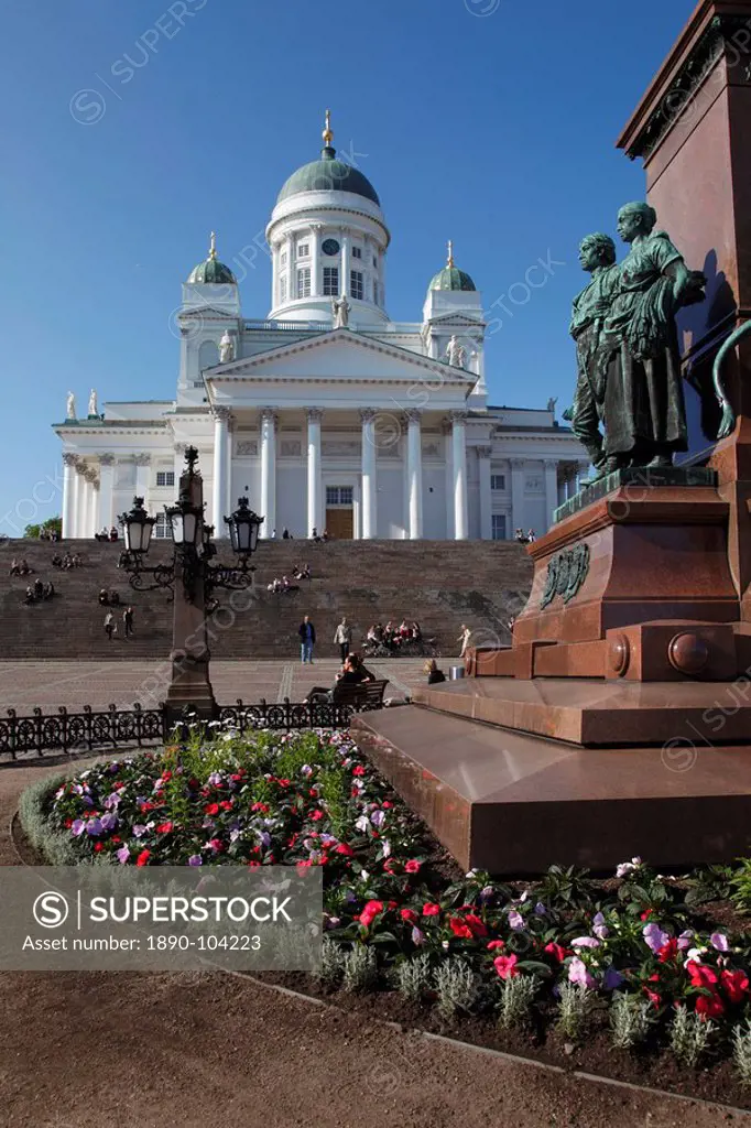 Detail of Tsar Alexander II Memorial and Lutheran Cathedral, Senate Square, Helsinki, Finland, Scandinavia, Europe
