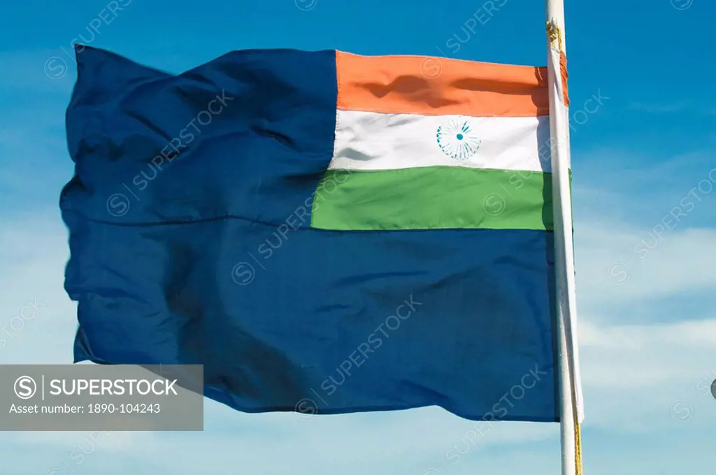 The Andaman Islands flag blowing in the wind, Andaman Islands, Indian Ocean, India, Asia