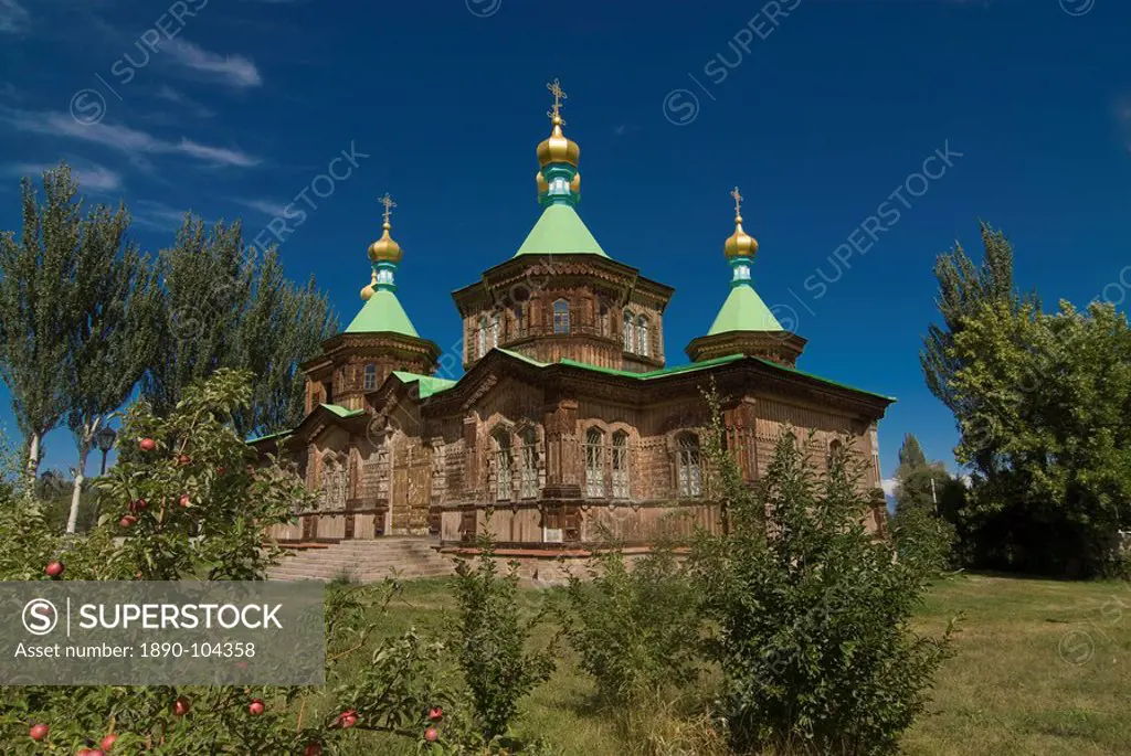 Wooden Orthodox church, Karakol, Kyrgyzstan, Central Asia