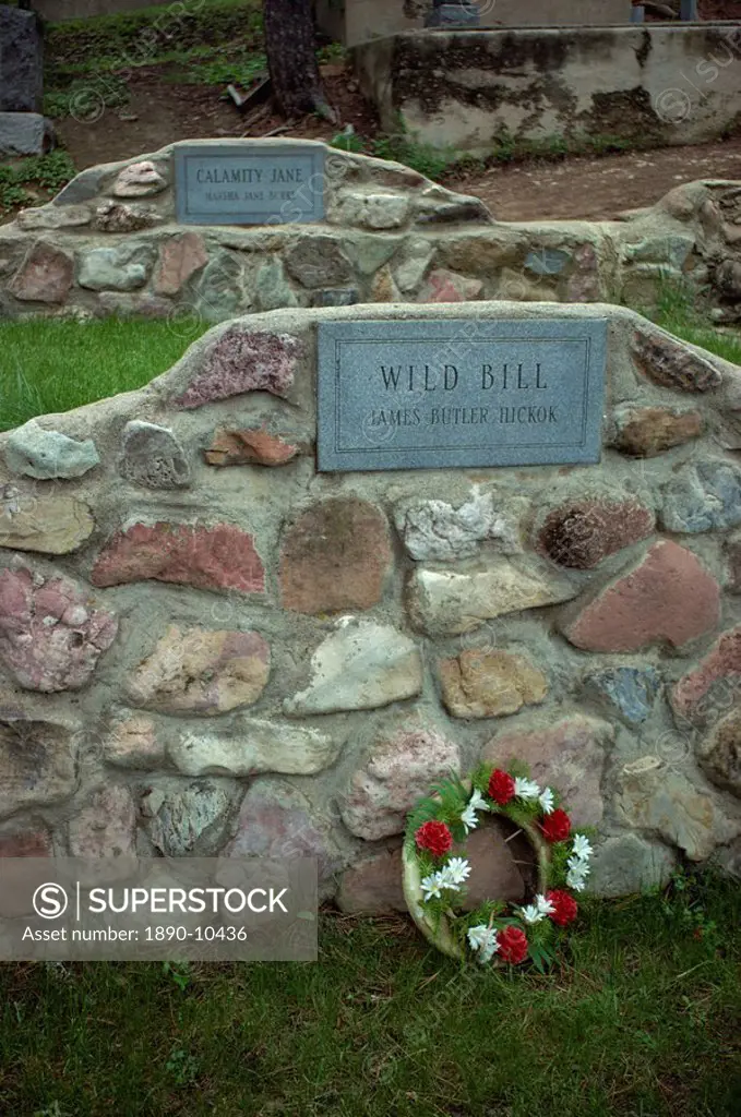 Calamity Jane and Wild Bill Hickok´s graves in cemetery, Deadwood, South Dakota, United States of America, North America