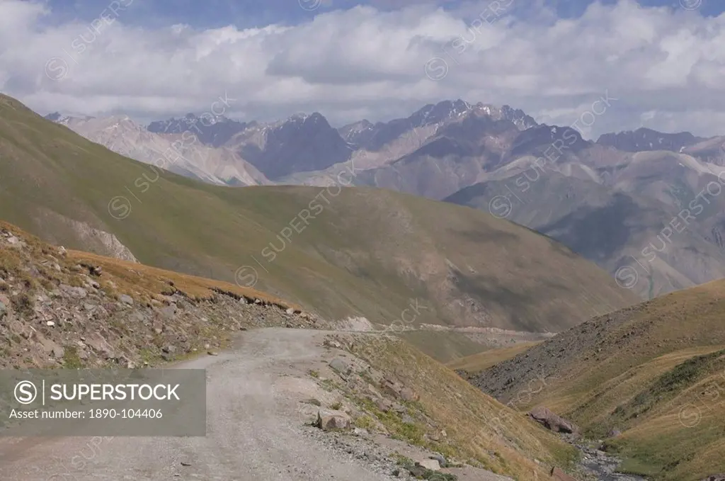 Wild mountain landscape near Song Kol, Kyrgyzstan, Central Asia, Asia