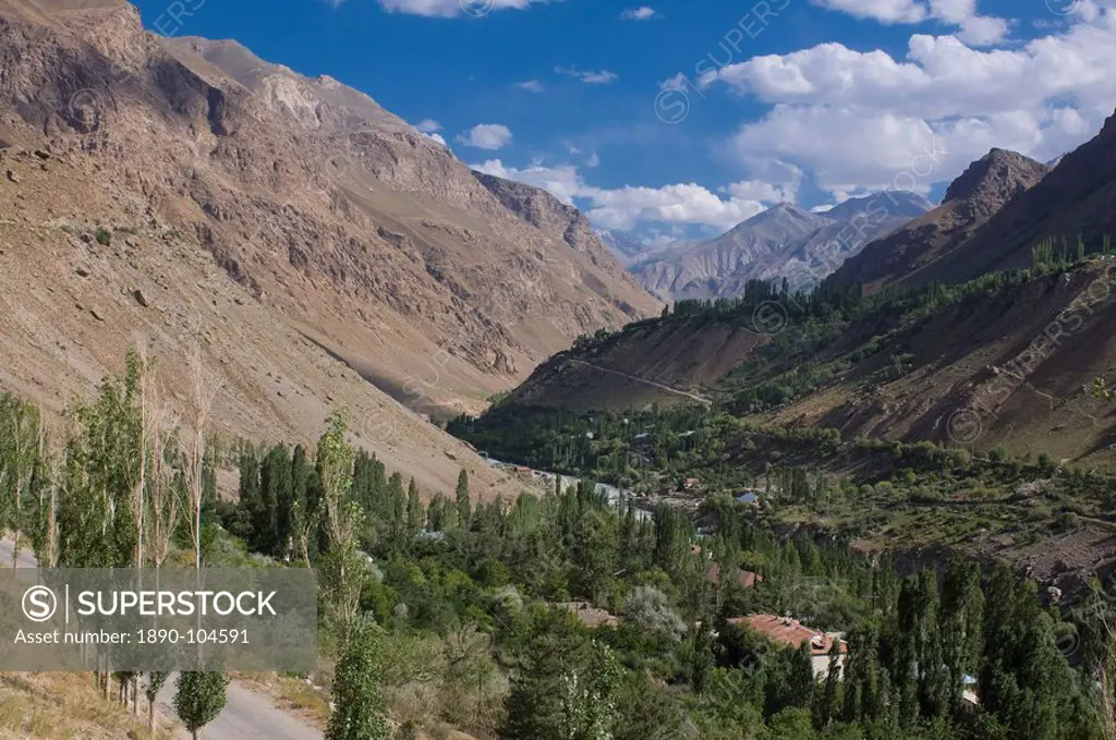 Valley with trees and bushes, Khorog, Tajikistan, Central Asia