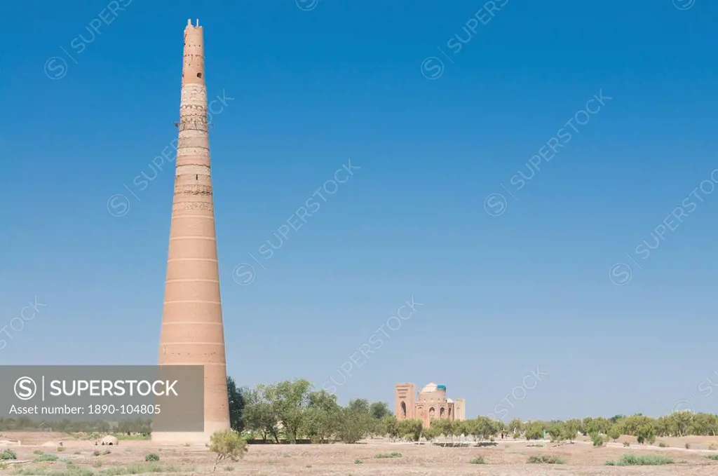 Konye Urgench with Gutlug Timur minaret, UNESCO World Heritage Site, Turkmenistan, Central Asia, Asia