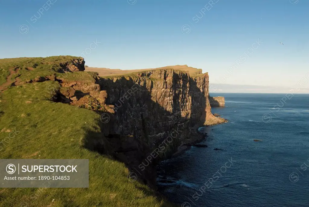 Cliffs at coast of the most western point of Europe, Latrabjarg, Westfjords, Iceland, Polar Regions