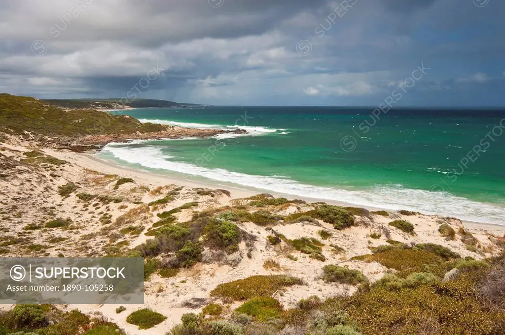 Looking south down the coast from Gnarabup near Margaret River towards the south western tip of Australia, Gnarabup, Augusta_Margaret River Shire, Wes...