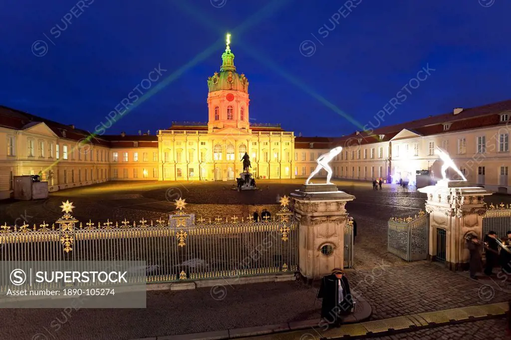 Schloss Charlottenburg Charlottenburg Castle, illuminated at night, Charlottenburg, Berlin, Germany, Europe