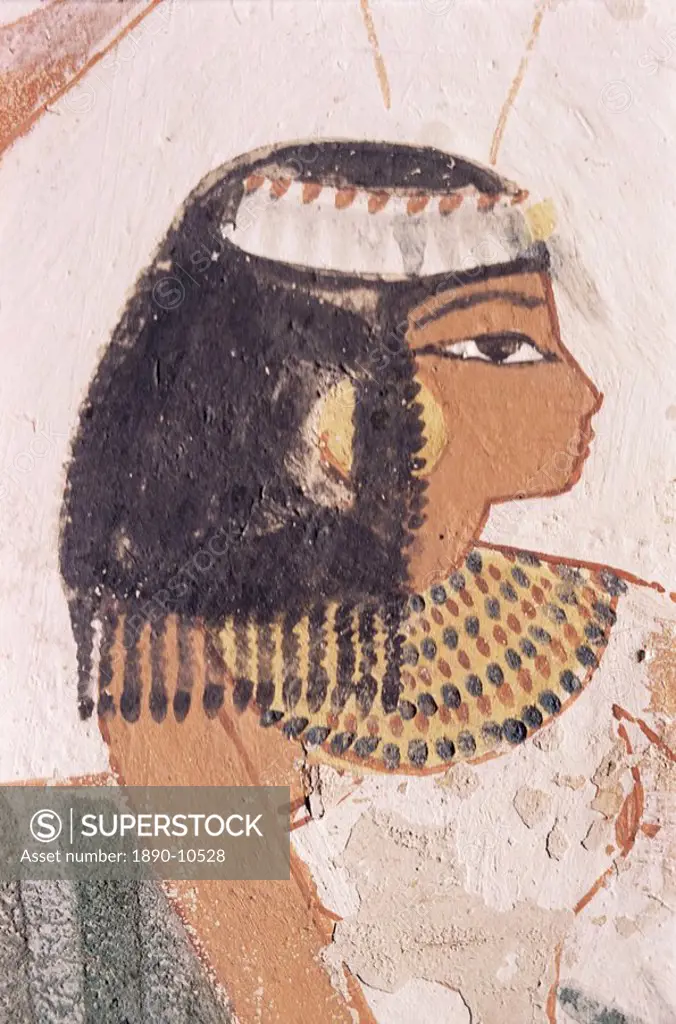 Wall painting of daughter of Nakht from hunt scene in the tomb of Nakht, Minister of Agriculture in the reign of Tutmosis IV, Valley of the Nobles, Th...