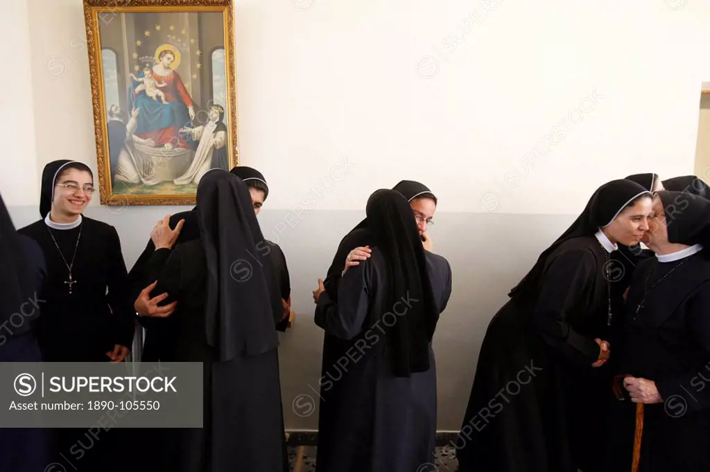 Newly ordained Sisters of the Rosary being congratulated, Beit Jala, Palestine National Authority, Middle East&10,