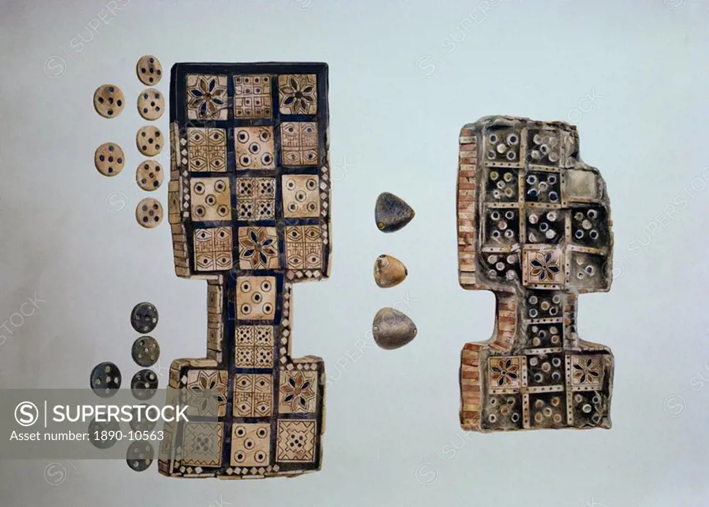 Game boards from excavations at Ur, Iraq, Middle East