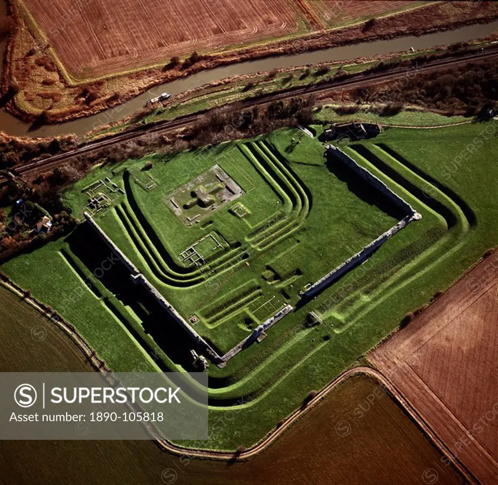 Aerial image of Richborough Roman fort Rutupi, Kent, England, United Kingdom, Europe